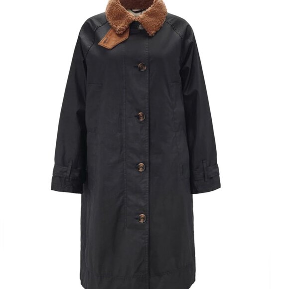 NWT Free People X Barbour Malala Wax Jacket Black/Ancient - Picture 7 of 15